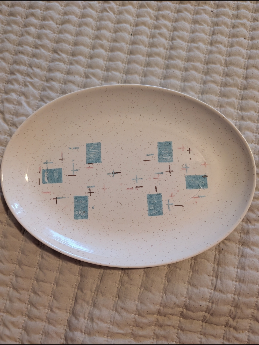 Vintage Vernon's Heavenly Days Platter with Blue Geometric Accents